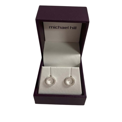 Michael Hill  Womens Earrings Sterling Silver And Cubic Zirconia Circle Studs