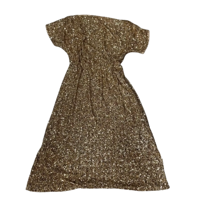 Something For Sarah Amini Off-the-Shoulder Gold Sequin Maxi Dress Size 18 BNWT