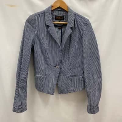 Ben Sherman Women's Size XS Blazer Navy Blue / Striped / White 