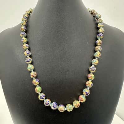 Vintage Chinese Cloisonné Womens Necklace 