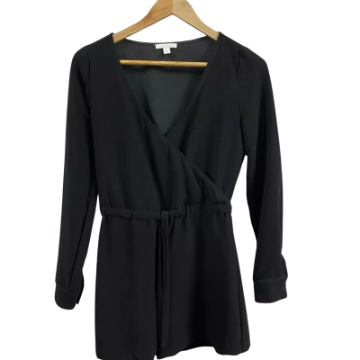 Kookai Womens  Size 34 Long Sleeve Playsuit Black  