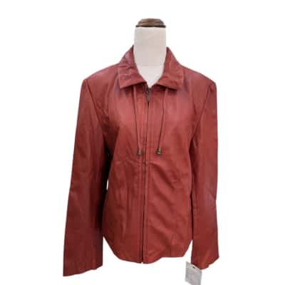  Cadelle Womens  Leather Jacket Size 16 Burnt Orange / Red 