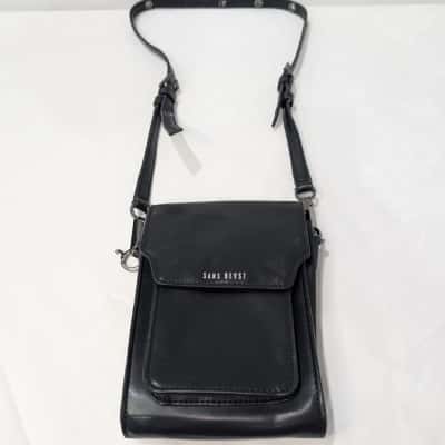 Sans Beast Womens Cross Body Bandolier Bag Black Vegan Leather