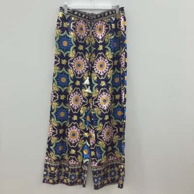  Womens Iris Maxi Size 12 Wide Leg Pants Multicoloured / Pattern 