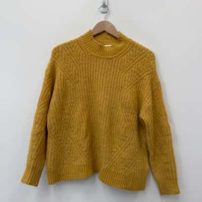 Seed Heritage Mohair Blend Mustard Knit Jumper - Size XS