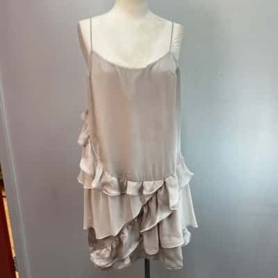 Witchery Womens Size L Shoestring Strap Dress Grey Original Price $169.95