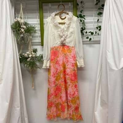Habe Garments Sydney Vintage Womens  Size 10-12 Maxi Dress Floral 