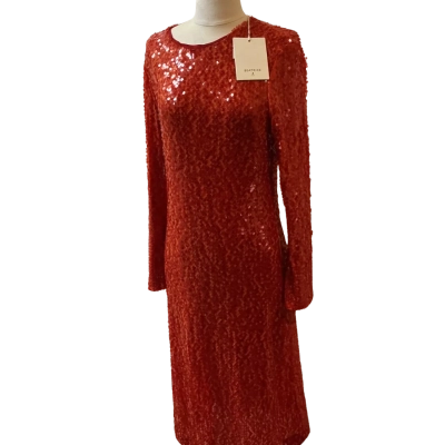  Beatrice B Womens  Size 46 Formal Dress Sequin Jelly Orange 