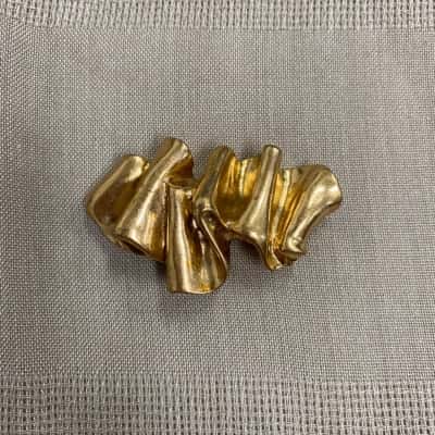  Womens Gold Tone Ruffle Brooch with Diamanté
