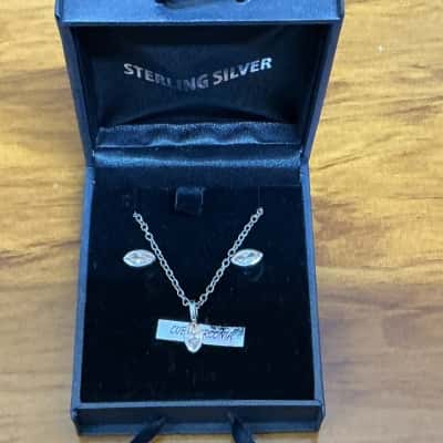 Stirling silver  Womens Earrings / Necklace Silver cubic zirconia