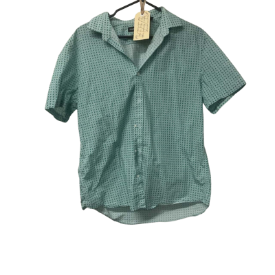 Mens Country Road Size L Light Aqua Pattern Short Sleeve Shirt 
