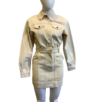 BNWT Shona Joy Women's Size 6 Sierra Panelled Utility Mini Dress Cream 