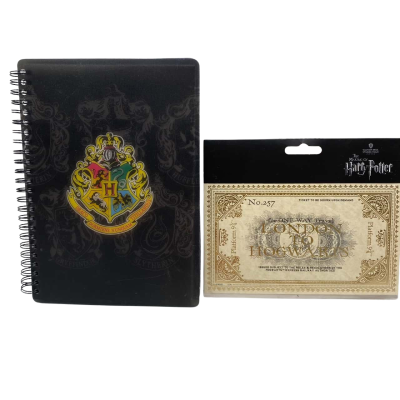 Harry Potter Spiral Bound Notebook & Golden Train Ticket To Hogwarts     Paper