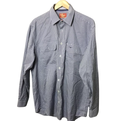 R.M. Williams Mens  Size L Long Sleeve Shirt Blue / White Checked 