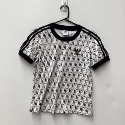 Adidas Womens  Size 8 T-Shirt Pattern / White 