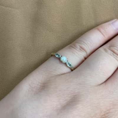 Womens Pandora 925 Silver Ring with Pearl Centre and Diamanté Accents