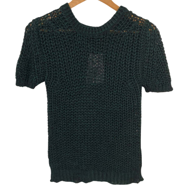 BNWT Zara Womens Size M Black/Green Knitted Sweater 