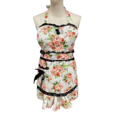  Jessie Steele Apron One Size Black  / Floral / Pink  