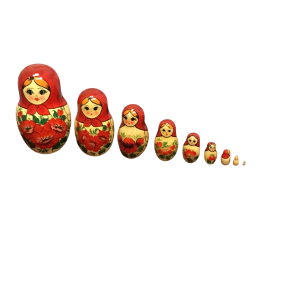 Wooden Matryoshka Dolls (Babushka Dolls) - Red