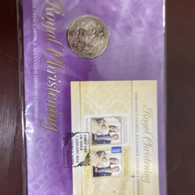 Royal Christening HRH Prince George 50c and Stamp Set 