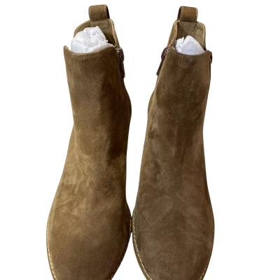 Midas Womens  Size 37 tan suede block-heel ankle boots with side zippers