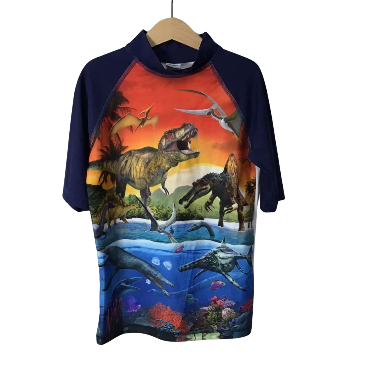 Target Boys Size 9 Navy Blue / White Dinosaurs Pattern Rashie Top