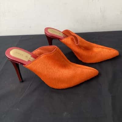 Sass & Bide Womens  Size 38 Heels neon Orange cow hide 