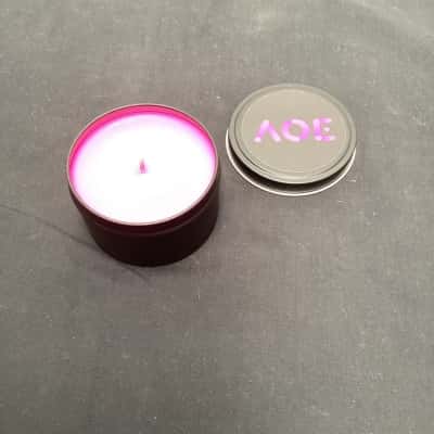 neon pink -beloved scents tin candle-soy wax 