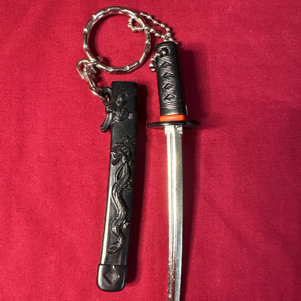 Men's Makai Dragon Shuriken Key Chain & Japanese Samurai Sword Key Ring ...