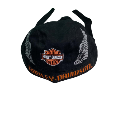 Harley Davidson Men's Headwrap Bar & Shield Logo & Wing Graphics Black One Size Fit All (*Brand New* with tag RRP $69)