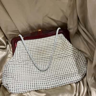 Vintage Glomesh Womens Evening Bag Brown / White 