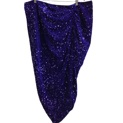 Brand New Boohoo Womens  Size 22 Sequins Ruched Midi Skirt Blue 
