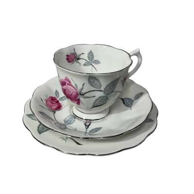 Royal Albert Pink Rose Pattern Bone China Cup Saucer & Plate