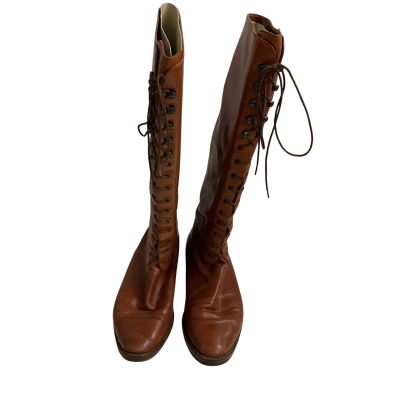 Womens Italian Leather Boots Tan Size 37.5