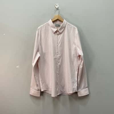 Calvin Klein Mens  Size XXL Long Sleeve Shirt Pink  / Striped / White 
