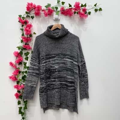 TALAMAYA Womens Roll Neck Jumper Grey Small