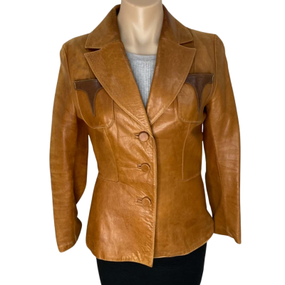Dreske Somoff Womens Size S Brown Vintage Leather Jacket