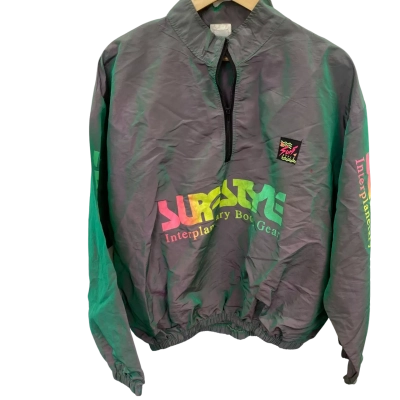 Surf Style vintage 80’s  Mens one size Bomber / Front Zipper Green / Purple 