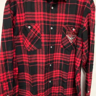 Essendon AFL Mens  Size XXL Checked Shirt Black  / Red 