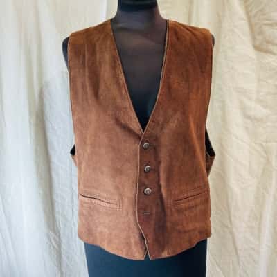  VINTAGE  Size M Leather Vest Brown 