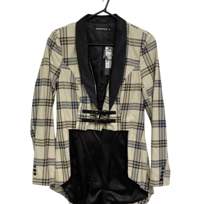 Dangerfield Womens  Size 6 Beige Tartan Tail Coat