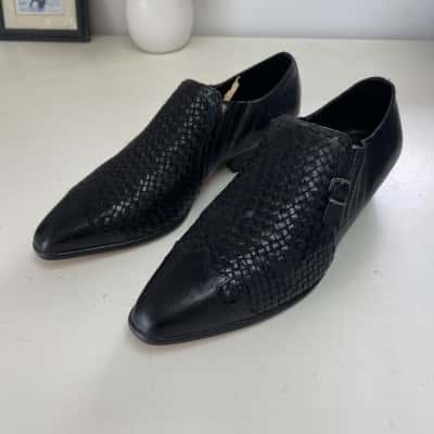 Amazone Black Leather Slip On Dress Shoes  Size 9.5 