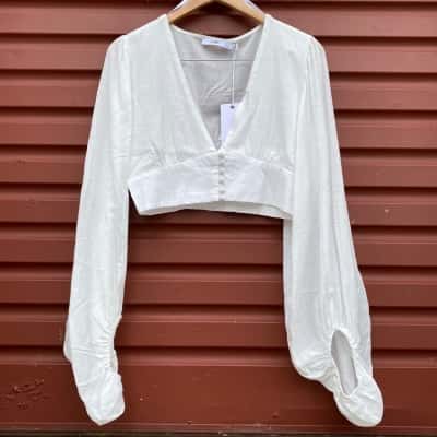 Jorge Womens Size 12 White Beccals Long Sleeve Top 