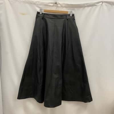 Women's Faux Leather Long Skirt With Pockets Size XXL Black  