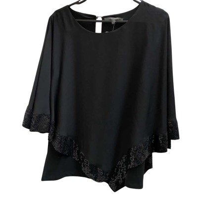 Liz Jordan Womens  Size 14 Black sequined pull over shirt 