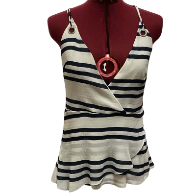 Imonni Womens  Size 6 Shoestring Strap Top Blue / Striped / White 