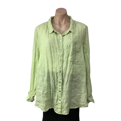 Just Jeans Womens Size 24 Pale Green 100% Linen Long Sleeve Shirt 