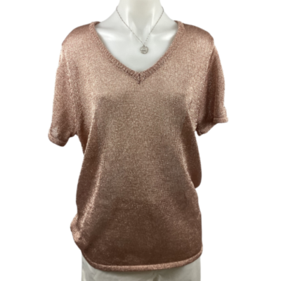 Crossroads Spring Bloom Metallic Tee - Rose Gold Size 18