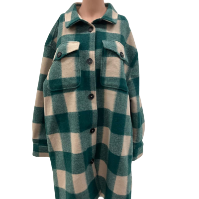 Sportsgirl Womens  Size 14 Winter Coat Checked / Cream / Green 