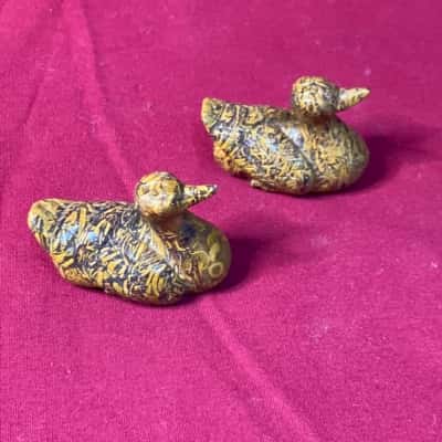 Agate Palm Stone Set of 2 Ducks 